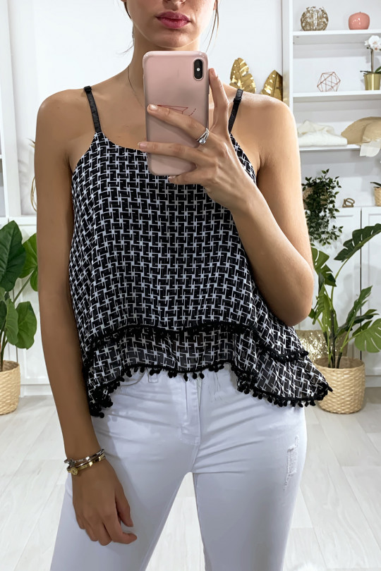 Black lined flared top with houndstooth pattern - 1