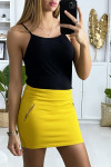 Mustard mini skirt with gold zip