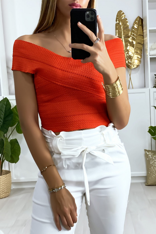 ReRRboat neck crop top crossed at the bust - 3