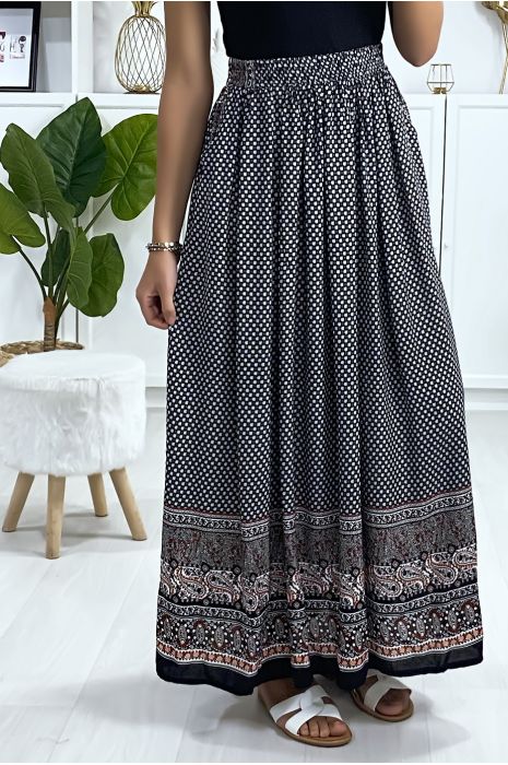 Longue jupe à motif noir et rouge avec poches - 4