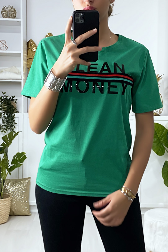 Groen T-shirt met GLEAN MONEY-tekst - 4