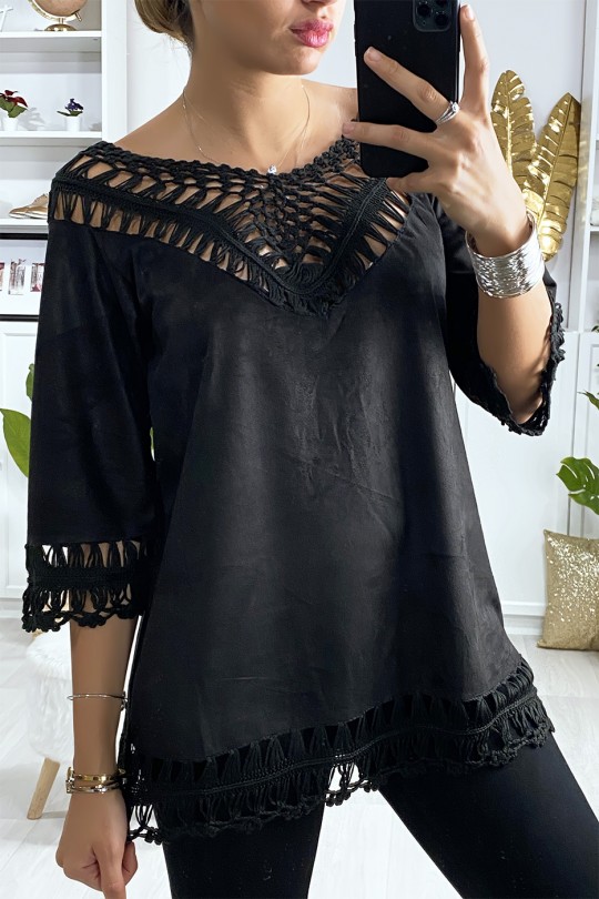 Black suede tunic with embroidery - 2