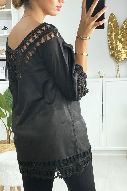 Black suede tunic with embroidery - 5