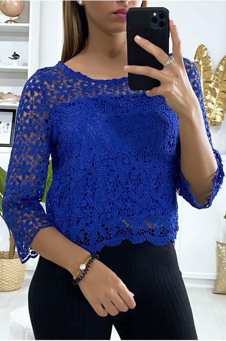 HaHH en dentelle royal doublé à l'avant - 3