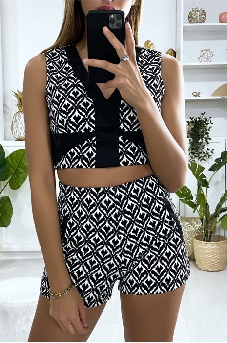 Ensemble short et top en noir et blanc - 1