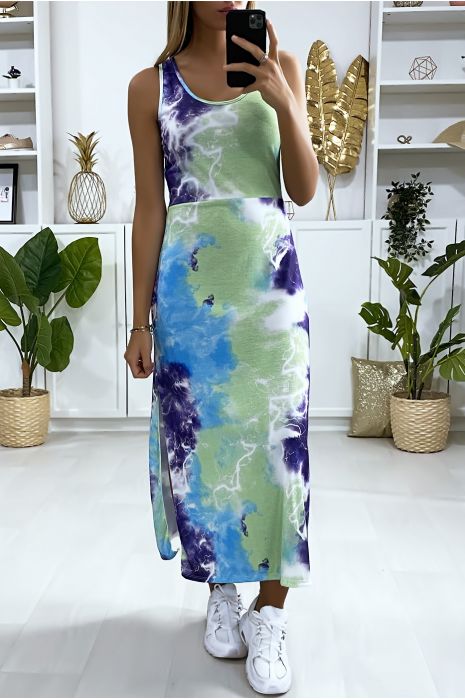 Robe débardeur TY&DIE vert et turquoise - 1