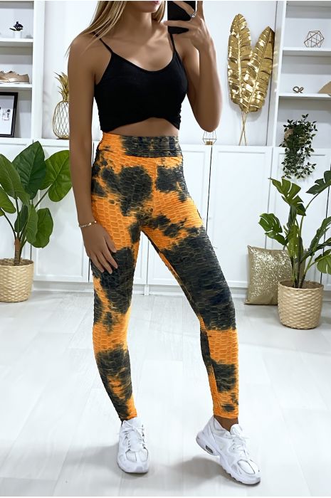 Legging Push Up motif Tie&die orange très fashion - 2