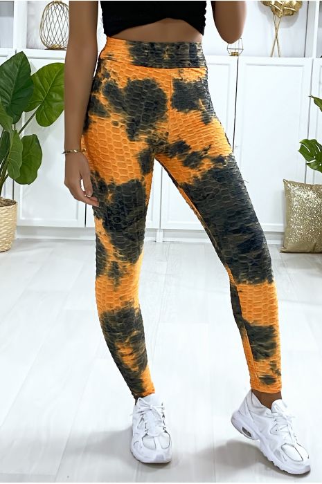 Legging Push Up motif Tie&die orange très fashion - 1