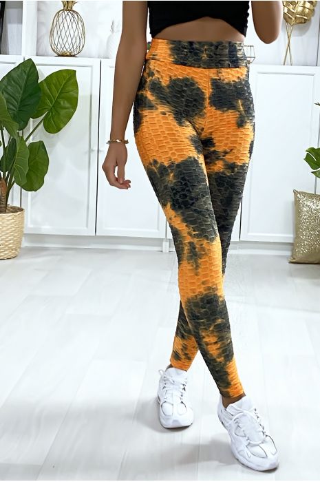 Legging Push Up motif Tie&die orange très fashion - 3