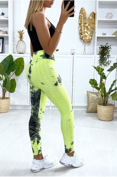 Modieuze gele Tie & die push-up legging - 4