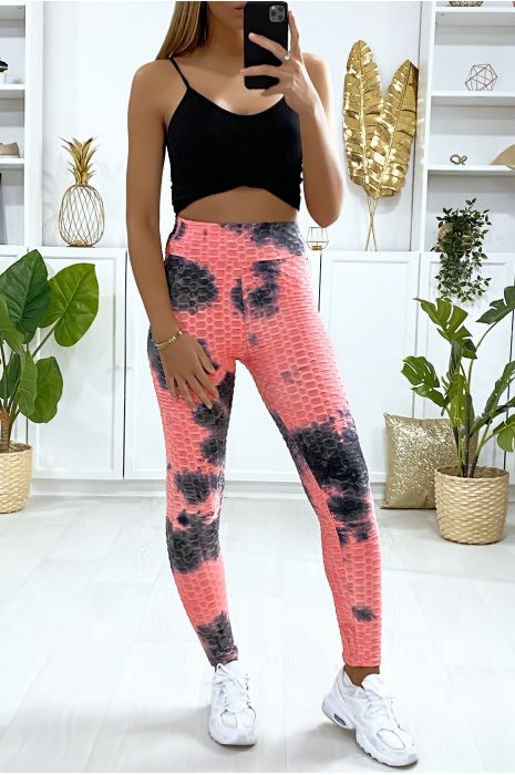 Modieuze fuchsia Tie & die push-up legging - 1
