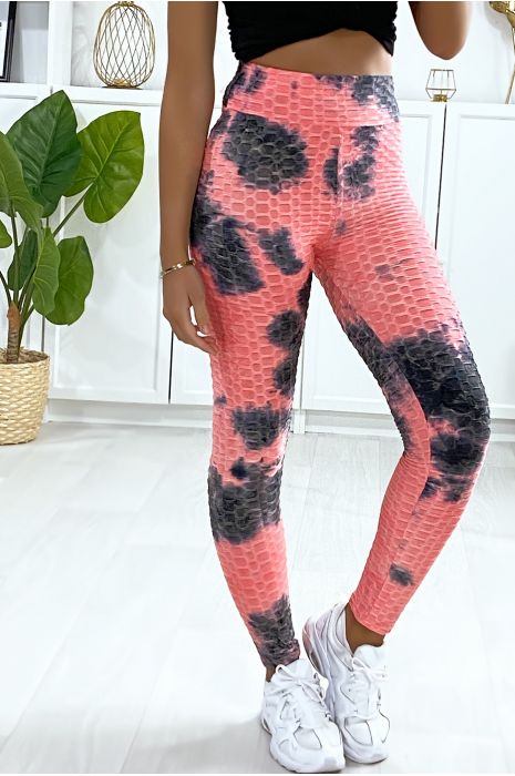Modieuze fuchsia Tie & die push-up legging - 3