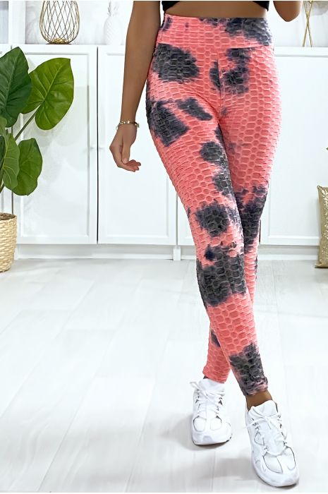Modieuze fuchsia Tie & die push-up legging - 2
