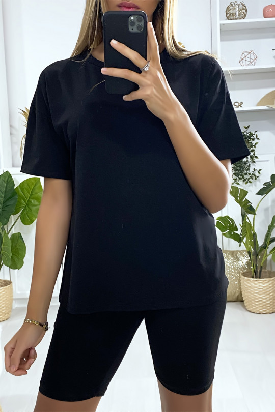 Ensemble short et t-shirt over size noir très fashion - 5