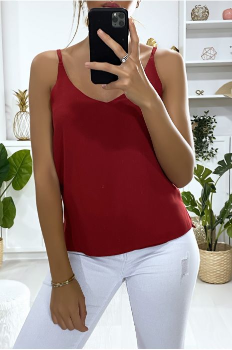 Burgundy lined crepe tank top - 2