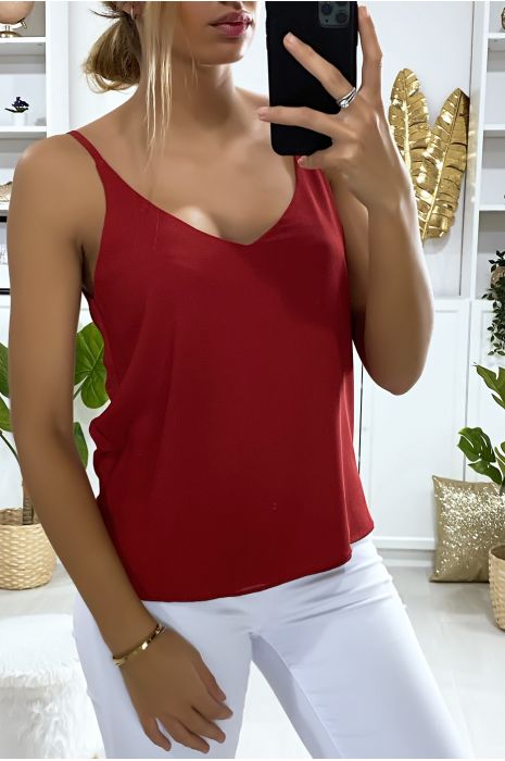 Débardeur bordeaux en crêpe doublé - 1