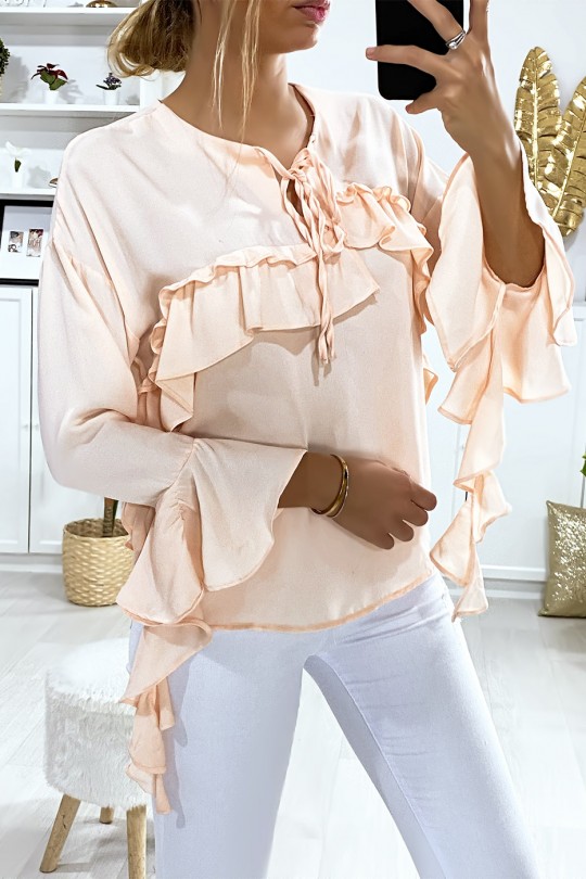 Pink blouse with flounce - 6