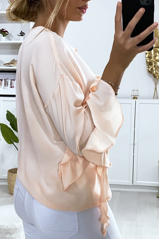 Pink blouse with flounce - 7