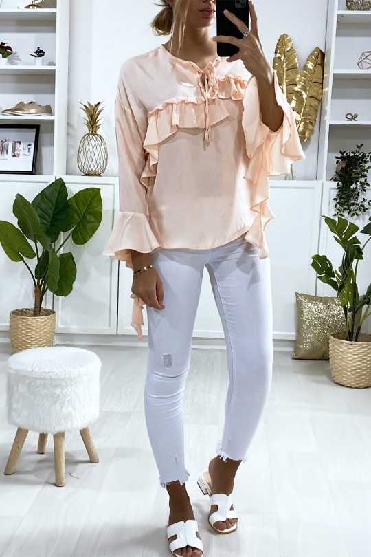 Pink blouse with flounce - 2