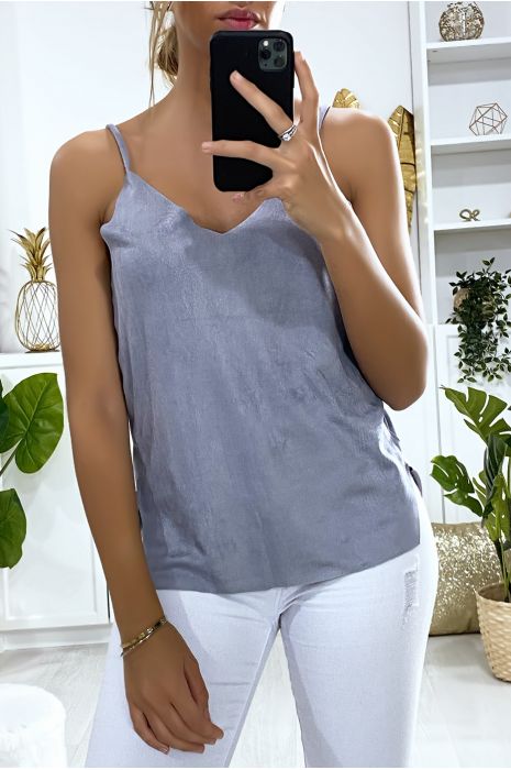 Gray suedette tank top - 3