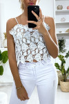 Top débardeur turquoise en dentelle. Mode femme pas cher