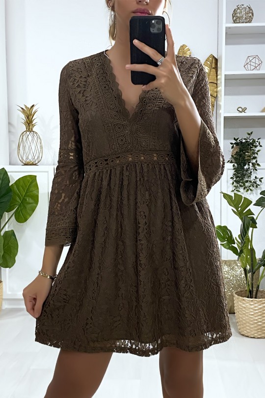 robe dentelle marron