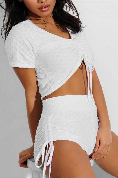 Witte push-up yoga short en crop top set - 3