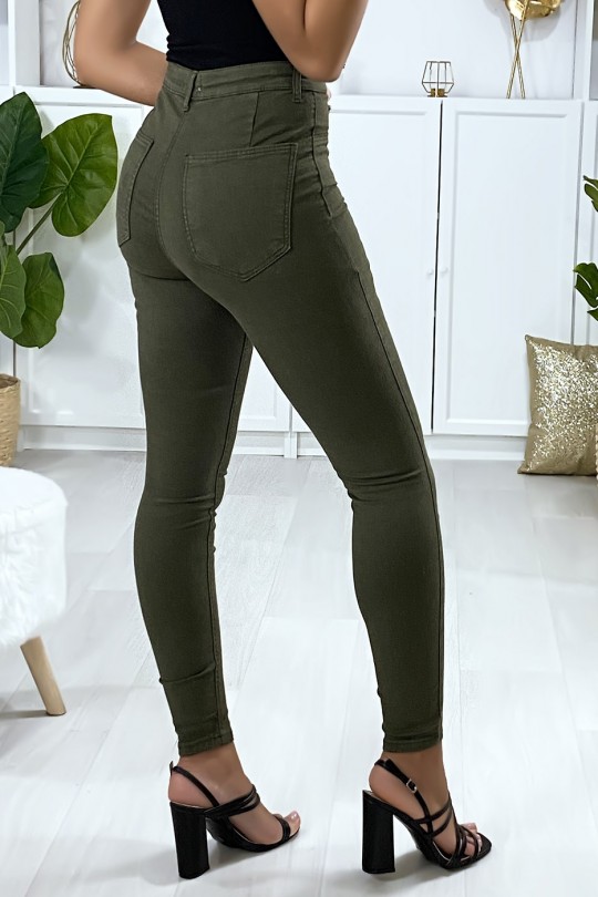 Slim jeans in khaki with false front pockets - 5