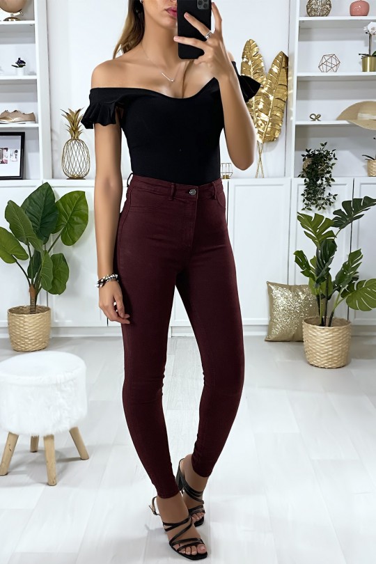 Slim jeans in burgundy with fake front pockets - 3