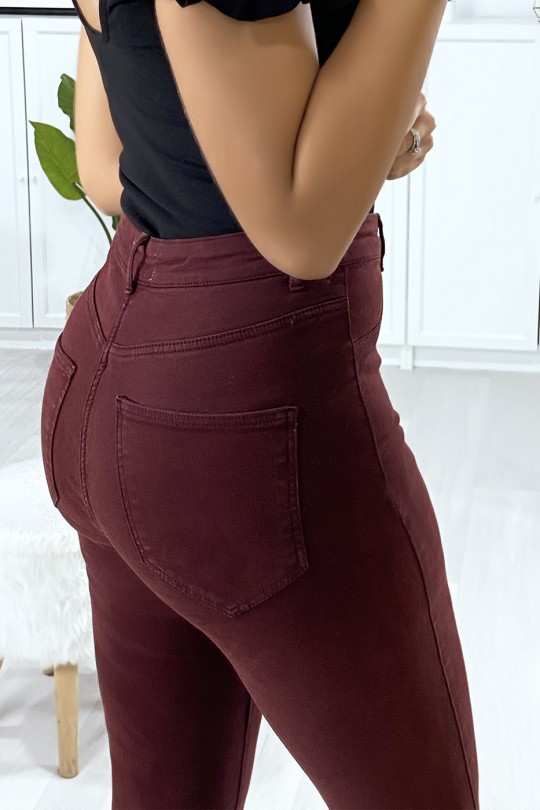 Slim jeans in burgundy with fake front pockets - 4
