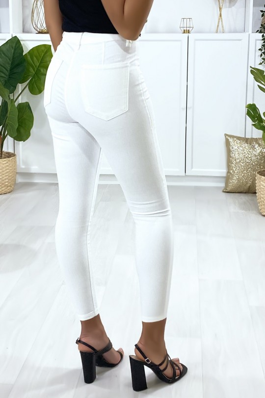 Slim fit jeans in wit met achterzakken - 4