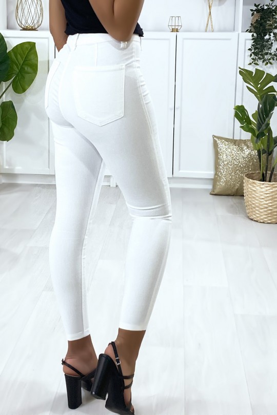 Slim fit jeans in wit met achterzakken - 6