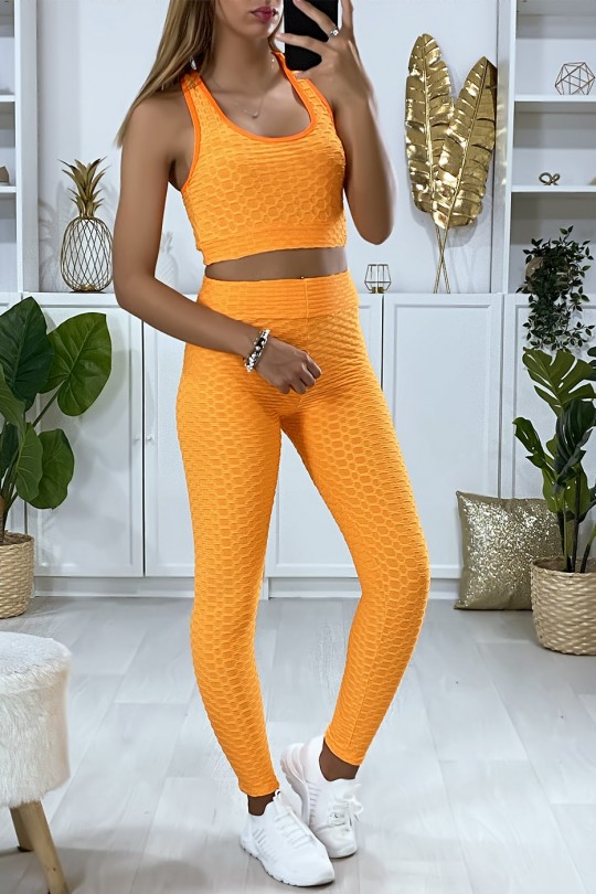 Oranje legging en push-up top - 2