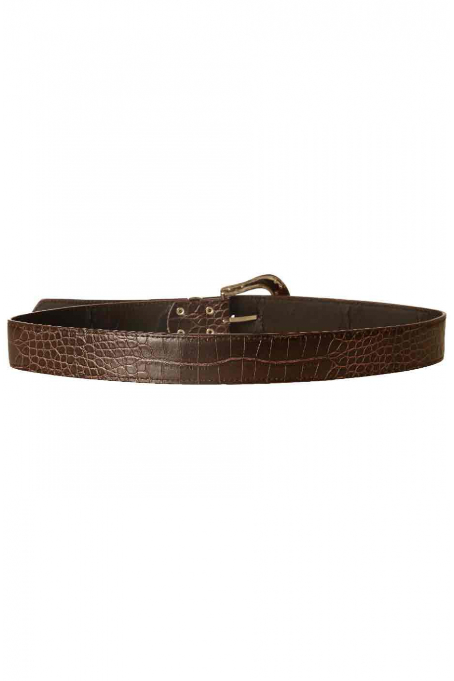 Ceinture Marron style croco avec boucle fantaisie à strass D7288 - 3