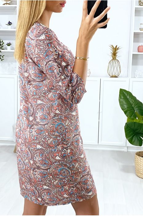 RoRe rode tuniek met patroon en bustesluiting - 5