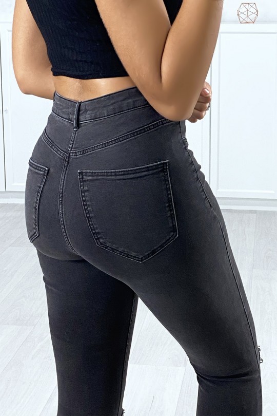 Slim JeSJs in anthracite ripped knees with back pockets - 5