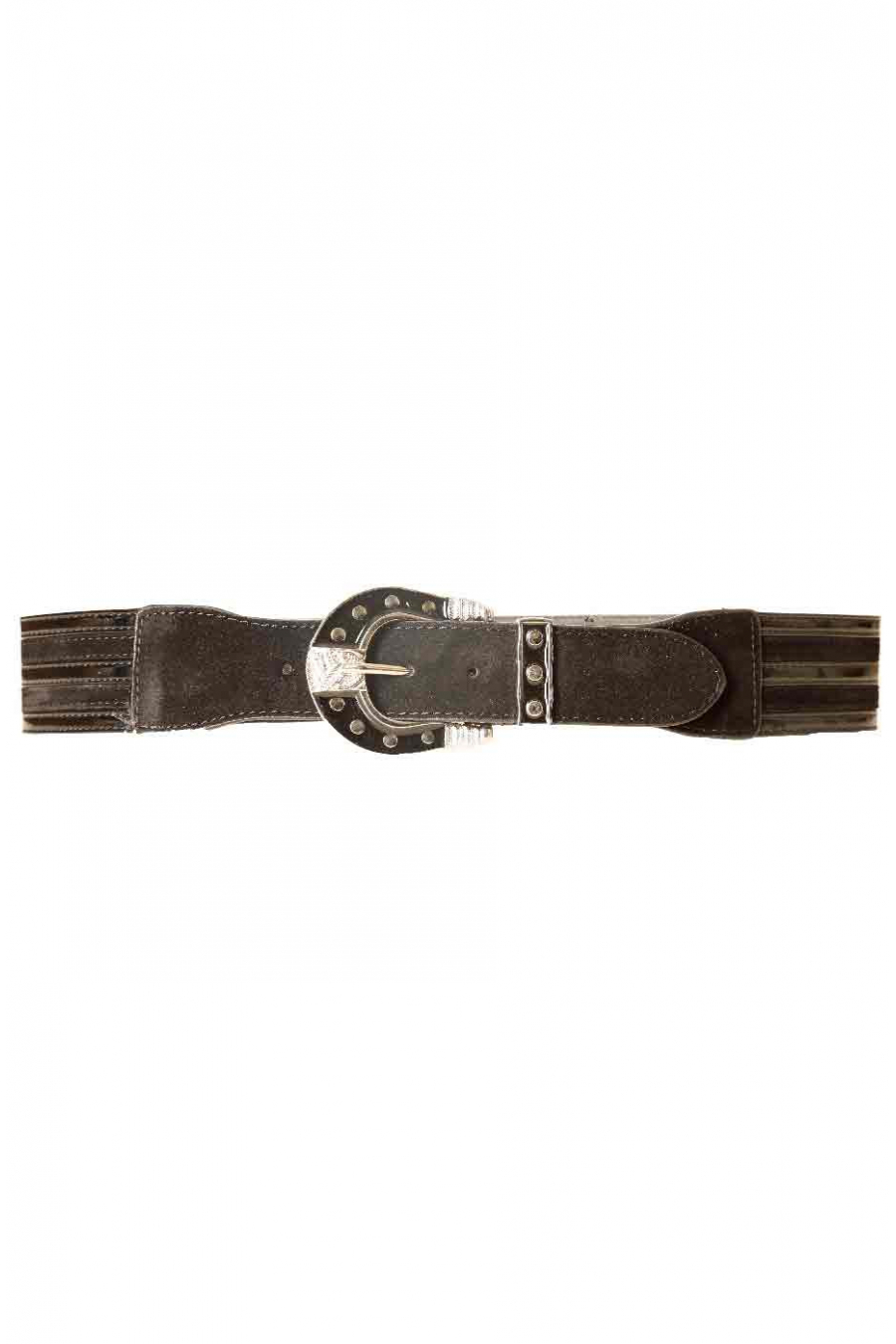 Brede zwarte riem met zwarte siergesp BG-0088 - 1