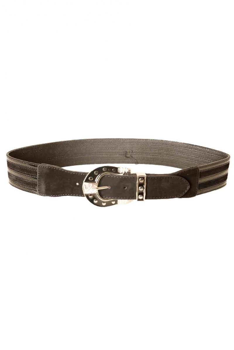 Wide black belt with black fancy buckle BG-0088 - 2