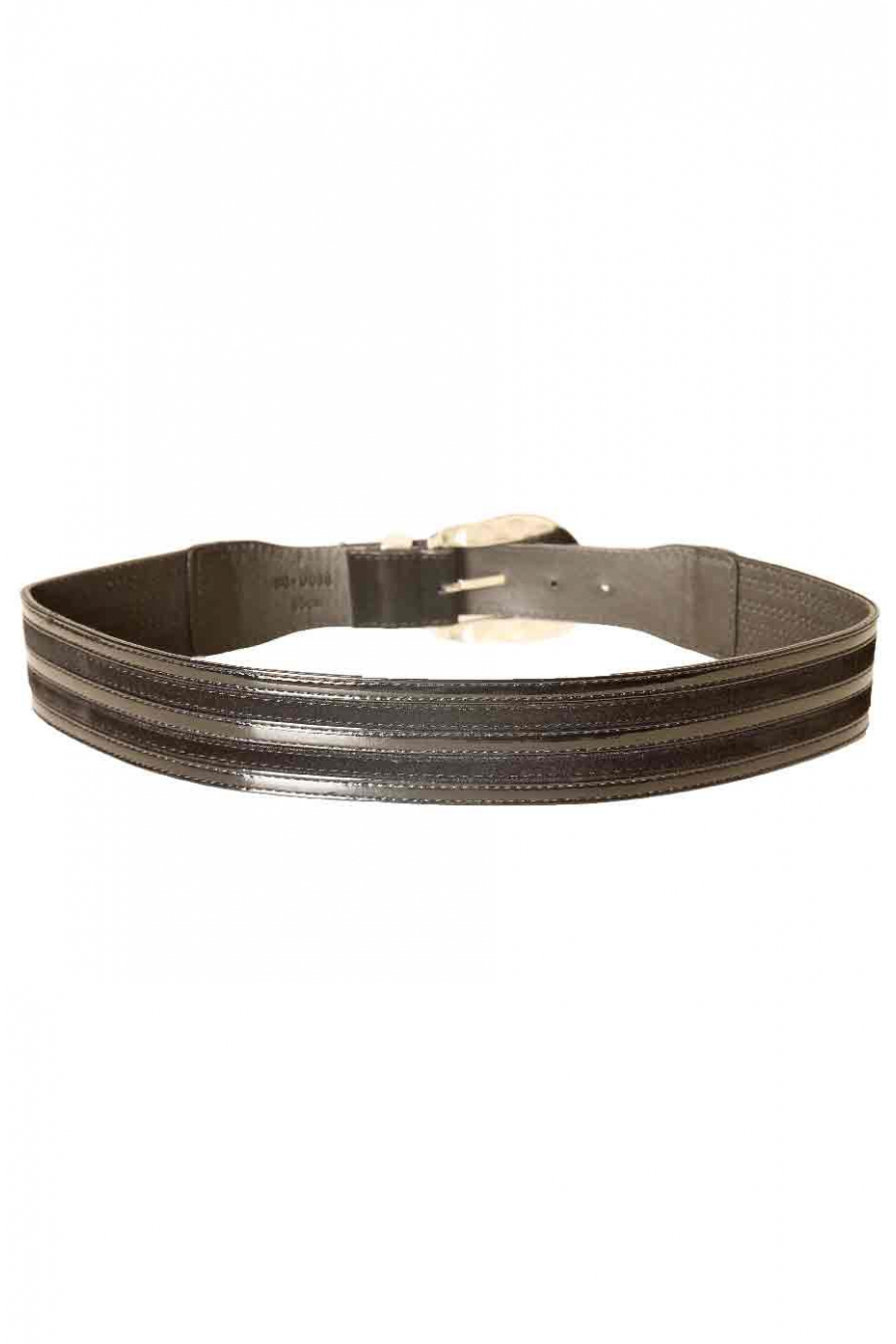 Wide black belt with black fancy buckle BG-0088 - 3