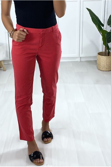 Fuchsia cigarette pants with pockets - 3
