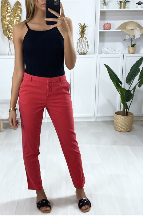 Fuchsia cigarette pants with pockets - 2