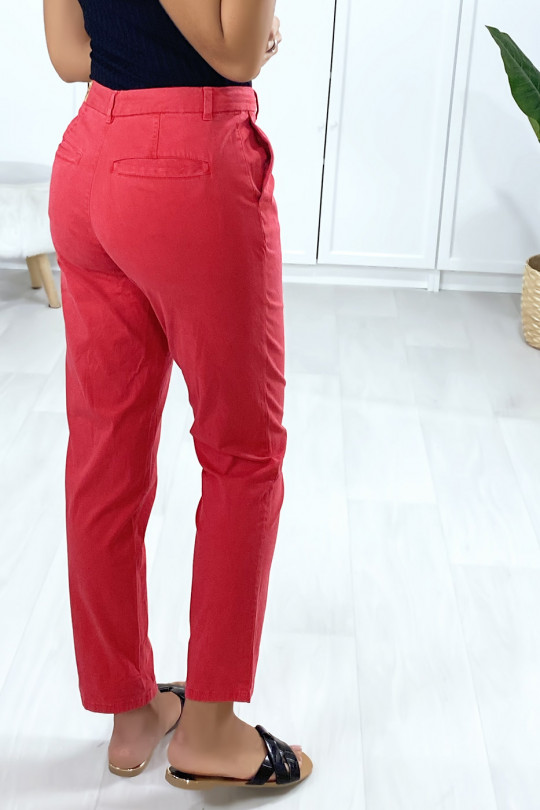 Fuchsia cigarette pants with pockets - 4
