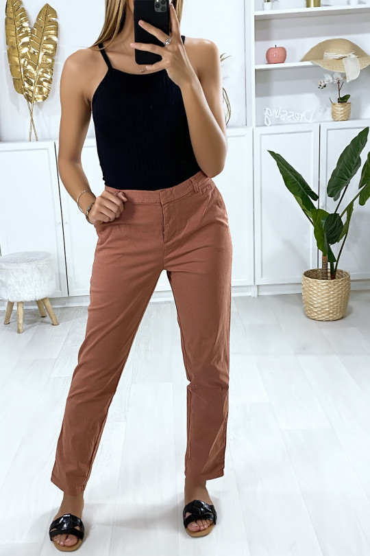 Salmon cigarette pants with pockets - 3