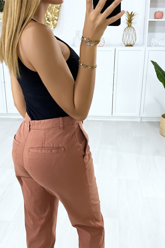 Salmon cigarette pants with pockets - 5