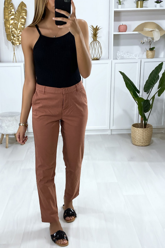 Salmon cigarette pants with pockets - 2