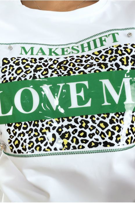 T-shirt blanc avec accessoire et écriture love - 4