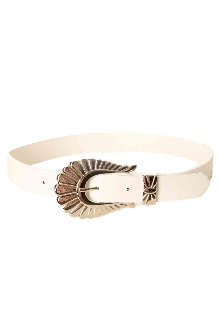 Ceinture Blanche avec large boucle argenté SG-0428 - 1