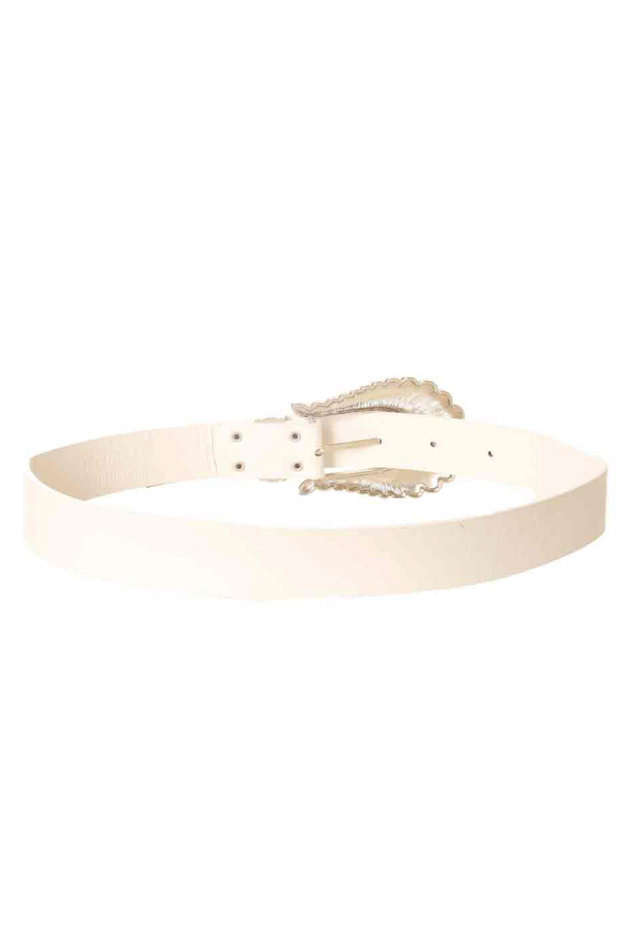 Ceinture Blanche avec large boucle argenté SG-0428 - 2