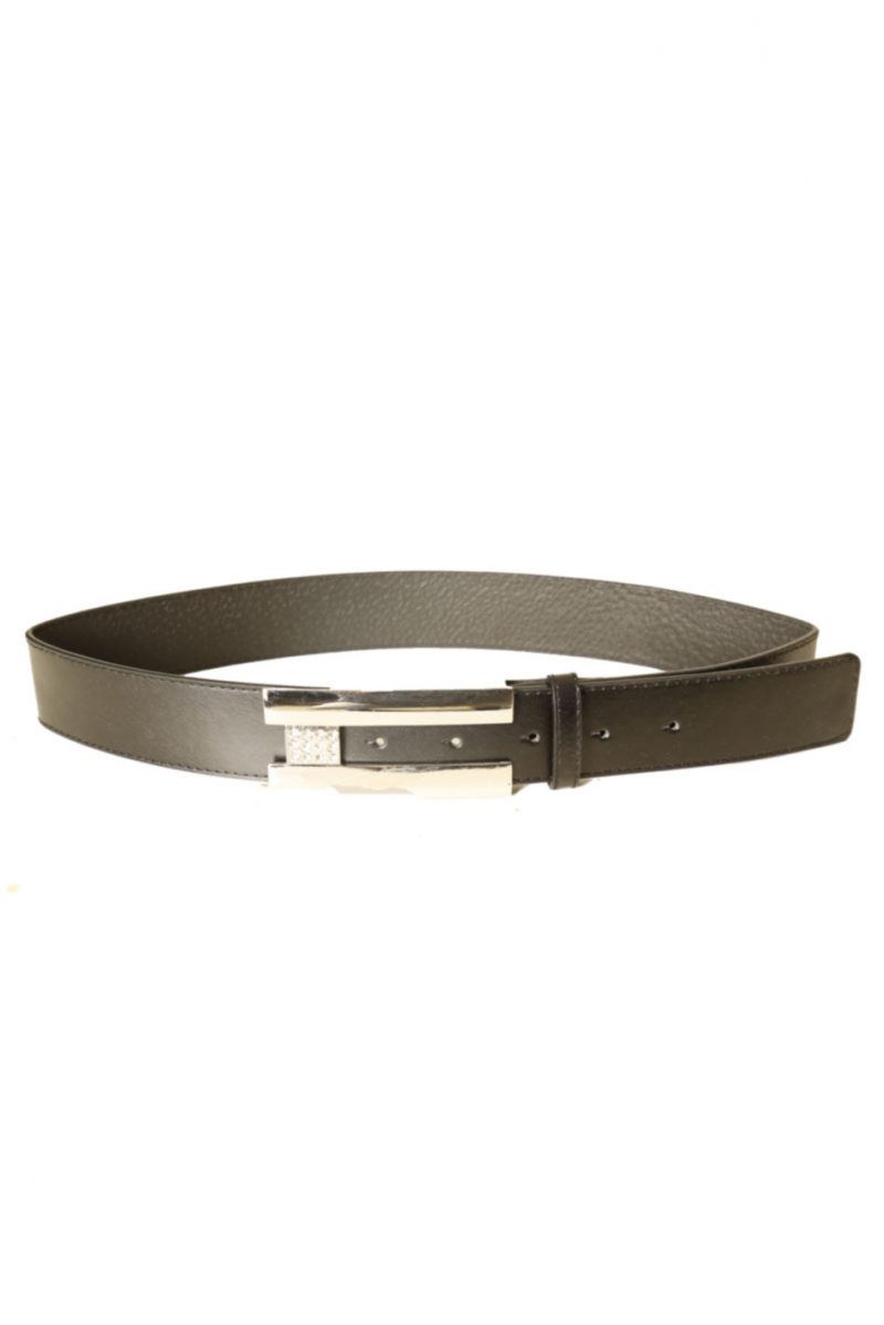 Black belt with rhinestone rectangle buckle BG8001-61 - 1