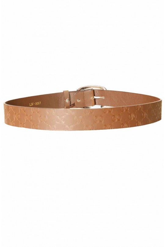 Brown belt with prints, rectangle buckle LDF-0067 - 3